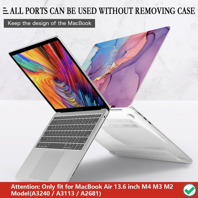 CISSOOK Compatible with MacBook Air 13.6 inch Case 2025 2024 2022 Release M4 M3 M2 Chip, Marble Plastic Hard Shell Case Keyboard Cover for MacBook Air 13.6 inch A3240 A3113 A2681, Purple Marble - Image 5